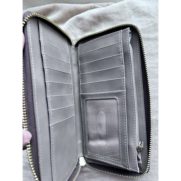 LODIS Leather Zip Around Full Size Wallet Metallic Brown Gold RFID - Picture 8 of 9